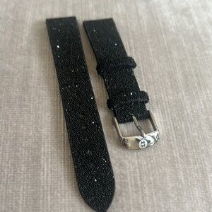 Michelle 18mm Watch…Sparkly/black Genuine Leather.